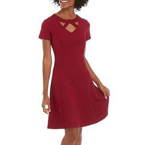 Solid Cut Out Fit and Flare Dress